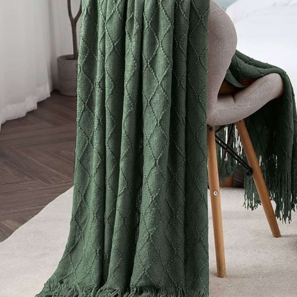 Olive Green Throw Blanket - Picture 5 of 5
